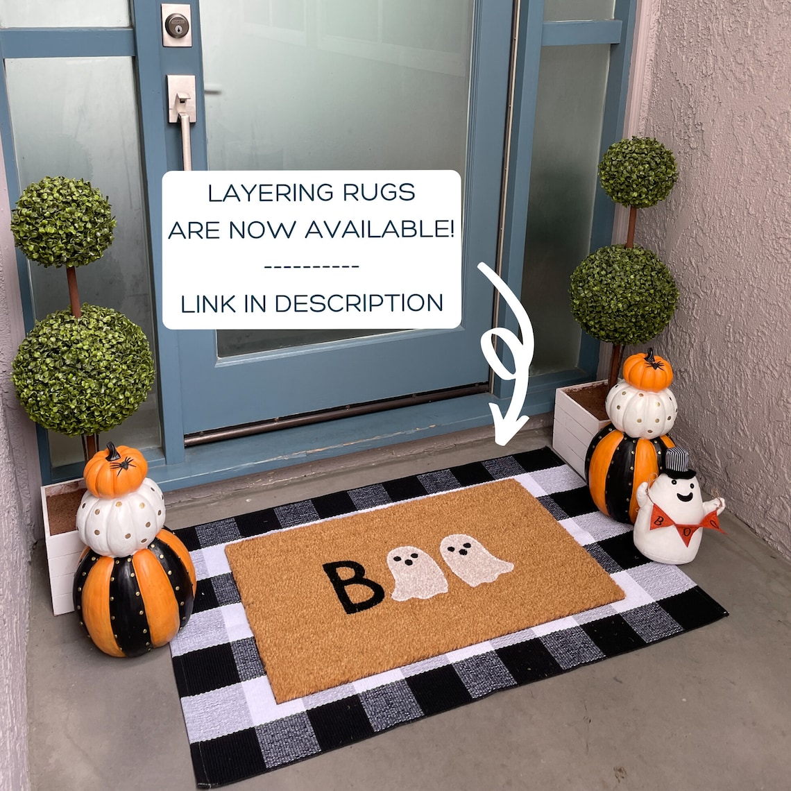 Halloween Doormat Ghost Doormat Ghost Decor Halloween Etsy