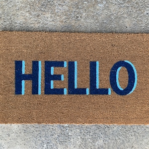 Modern Hello Shadow Doormat / Funny Doormat / Front Door Mat / Custom Doormat / Personalized Doormat / Colorful Door Mat / Nickel Designs