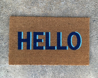 Modern Hello Shadow Doormat / Funny Doormat / Front Door Mat / Custom Doormat / Personalized Doormat / Colorful Door Mat / Nickel Designs