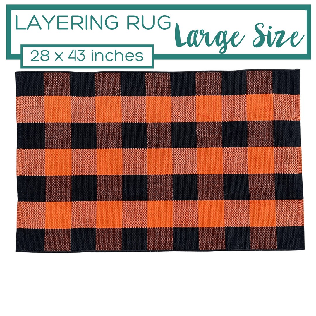 Orange Accent Rug, Doormat Layering Rug, Buffalo Check Rug, Halloween ...