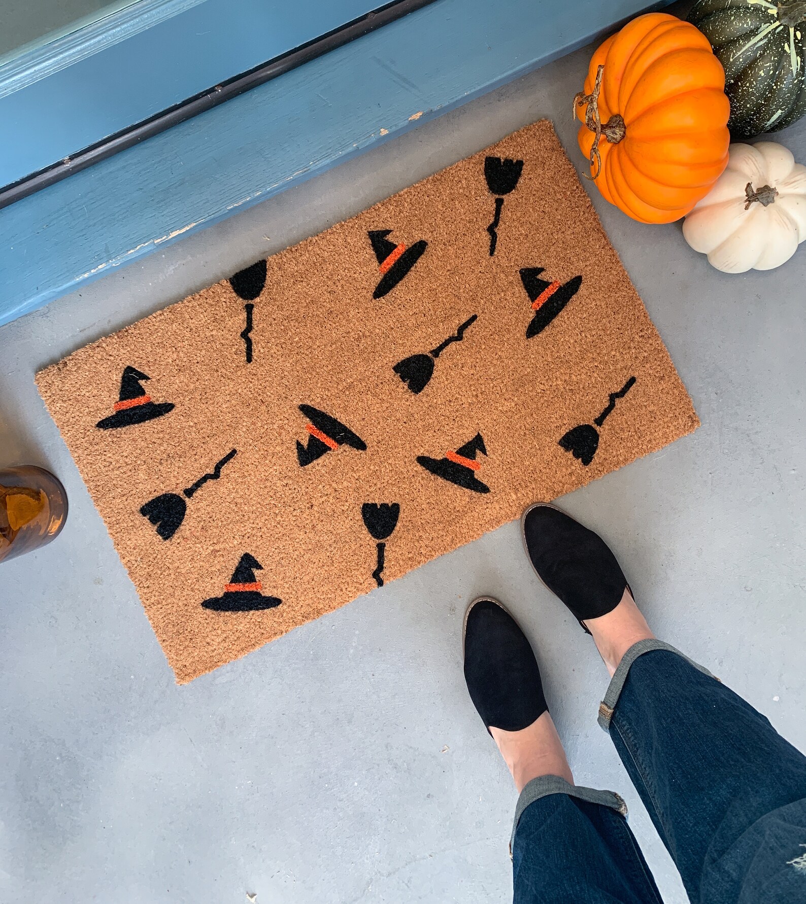 Witch Doormat Halloween Doormat Witch Decor Front Porch Etsy