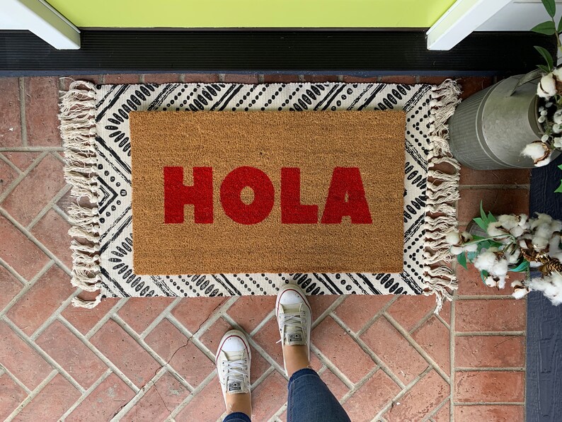 Modern HOLA Doormat / Spanish Doormat / Funny Doormat / Front Etsy