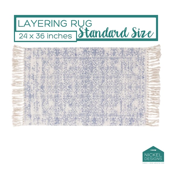 Blue Area Rug, Vintage Style Rug, sky Blue and Cream Rug with Fringe, Small Scatter Rug, Doormat Layering Rug, Entry Way Rug for Spring