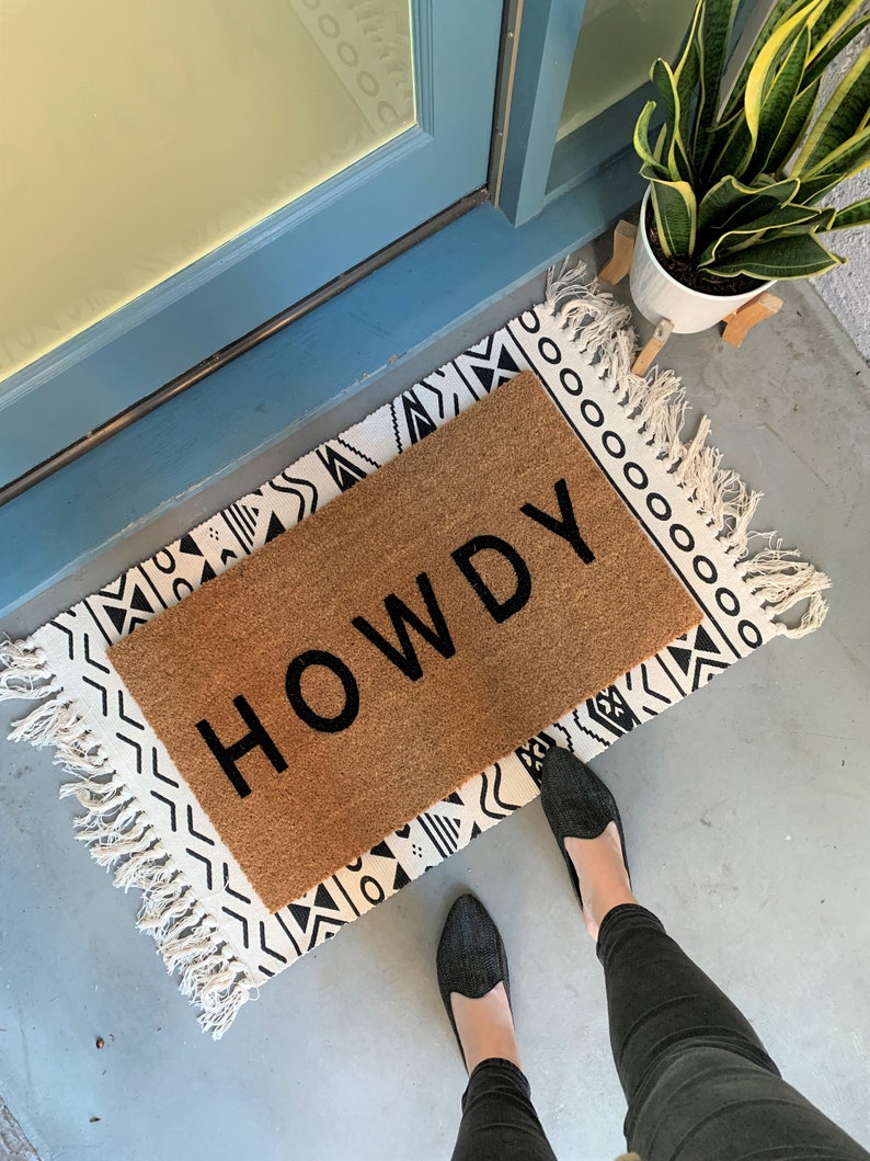 Modern HOWDY Doormat / Custom Mat / MidCentury Decor Etsy