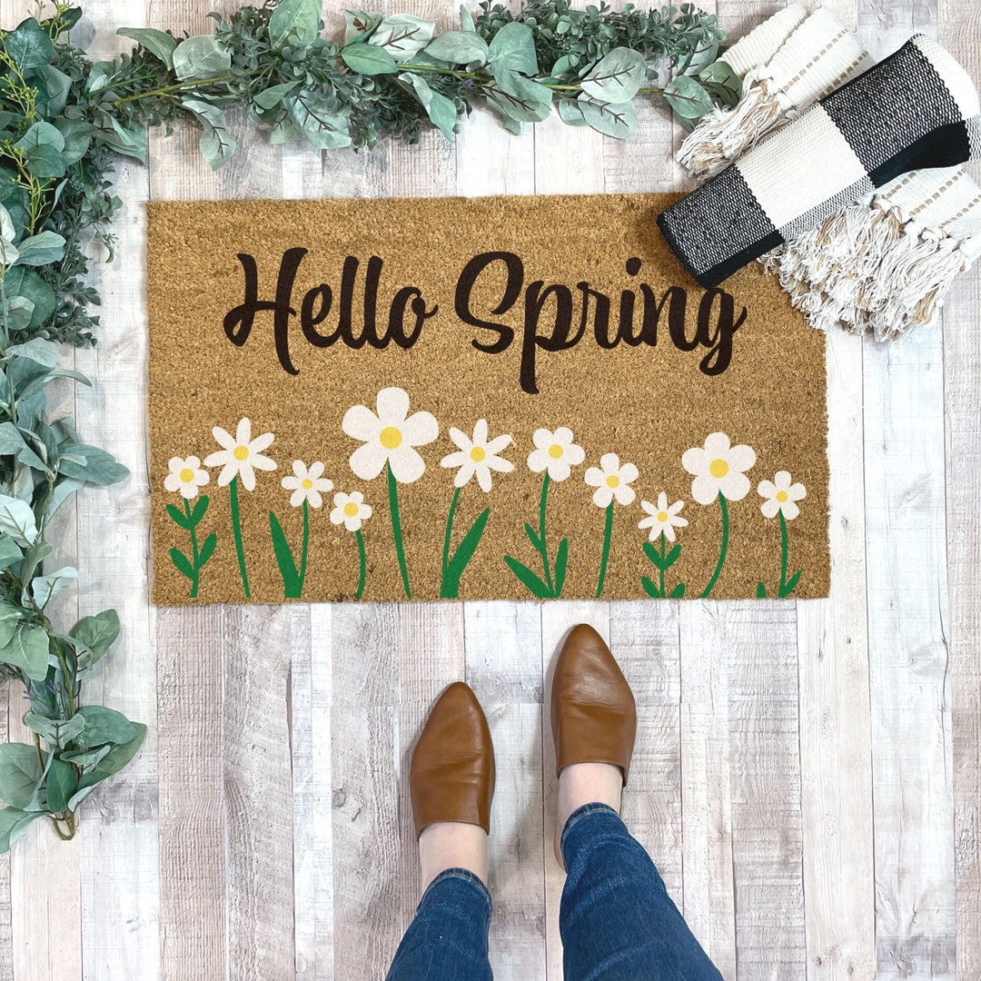 Daisy Doormat, Flower Doormat Large, Floral Door Mat, Spring Welcome ...