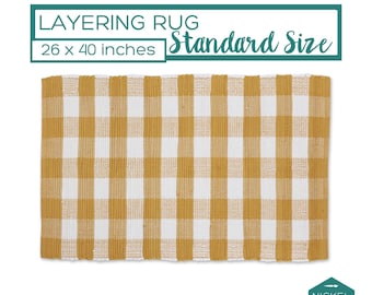 Dark Yellow Area Rug, Gold Rag Rug, Yellow and White Rug, Buffalo Plaid, Scatter Rug, Doormat Layering Rug, Boho Area Rug, Farmhouse Rug