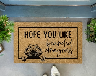 Hope You Like Bearded Dragons Doormat, Funny Lizard Welcome Mat, Bearded Dragon Gift, Reptile Lover Home Decor, Unique Pet Themed Porch Rug