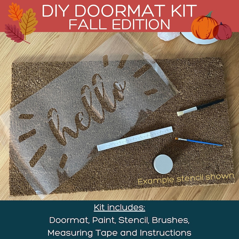 Hello Fall Craft Kit Fall DIY Doormat Kit, Reusable Stencil for Painting, DIY Kit Adults ...