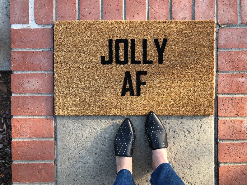 JOLLY AF Christmas Doormat Winter Doormat Funny Christmas Etsy