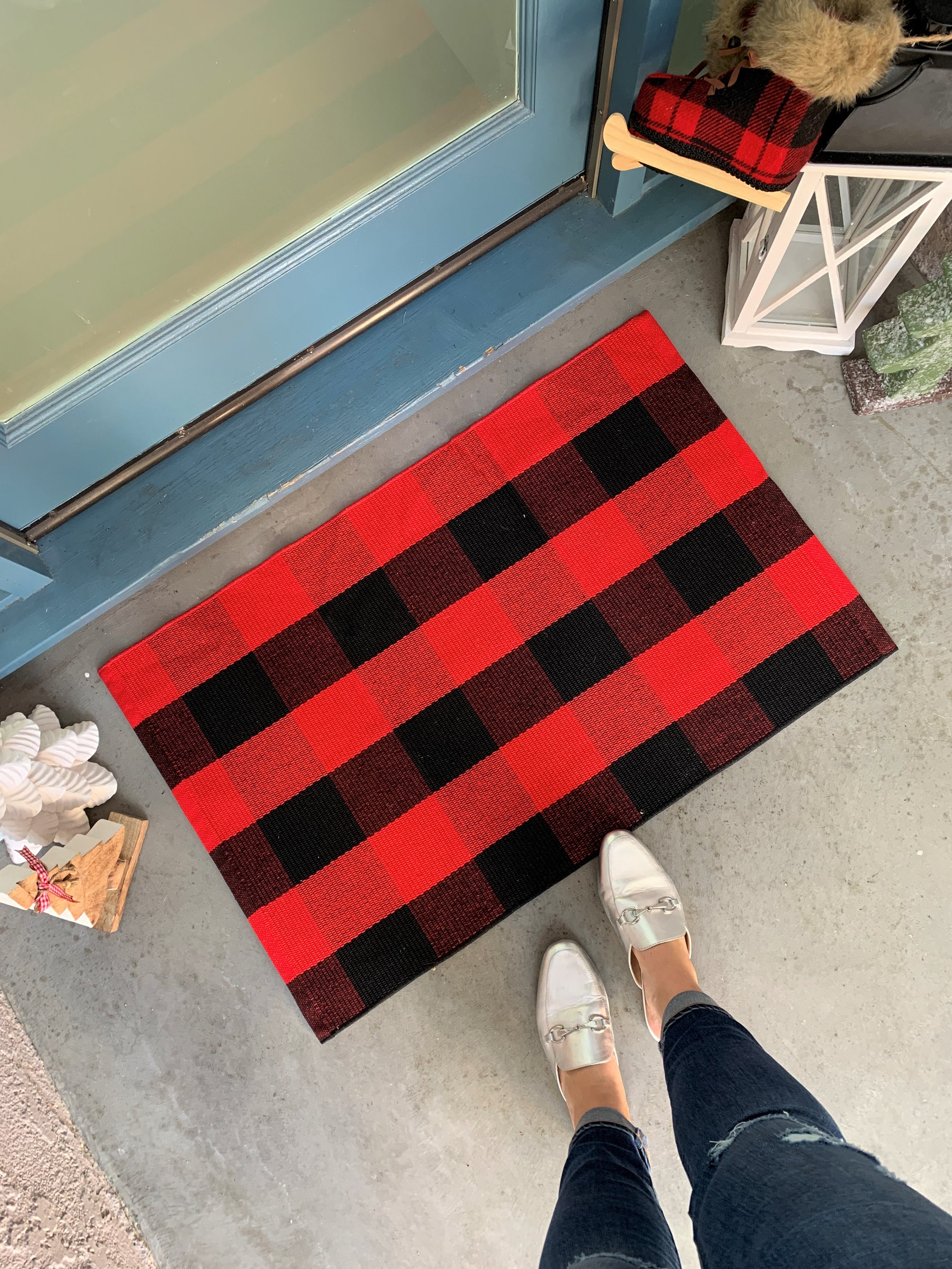 Buffalo Check Entry Rug / Accent Rug / Buffalo Rug / Checker Etsy