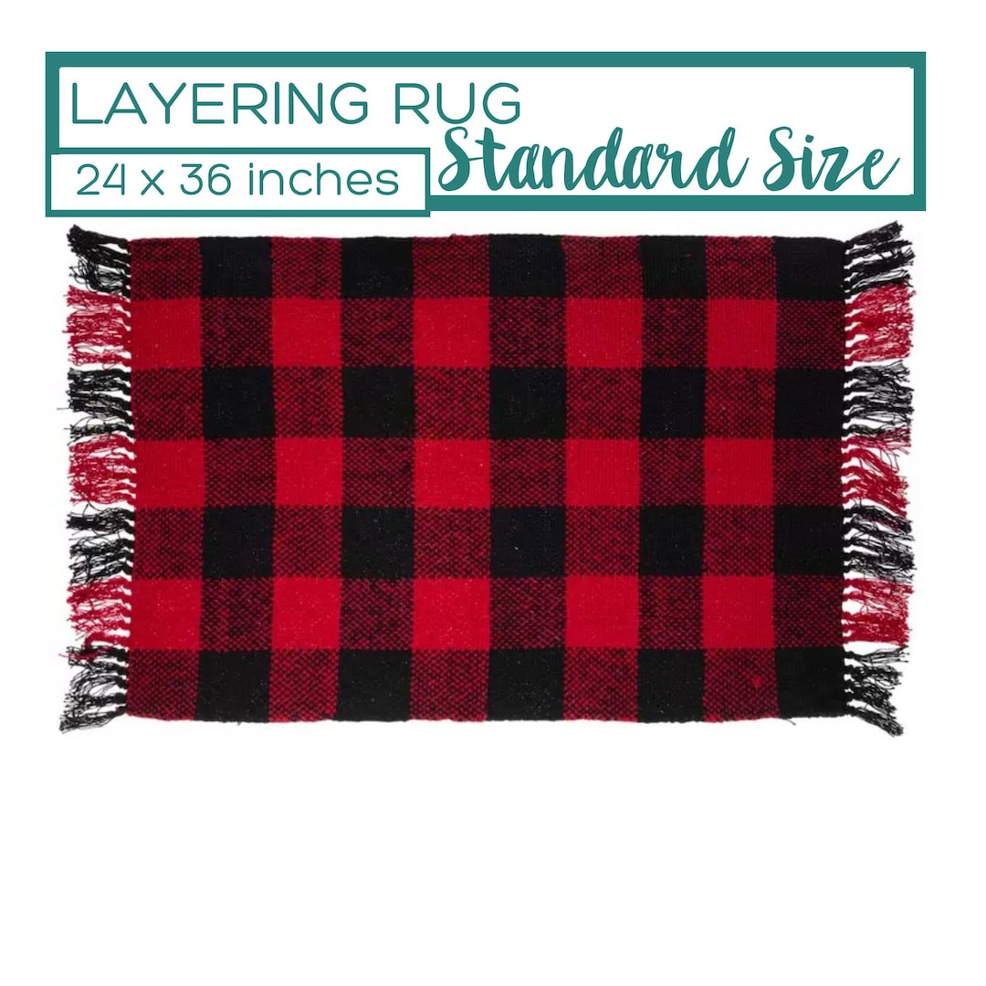 Red Layered Rugs Red and Black Buffalo Check Rug, Red Plaid Rug, Rug for Under Doormat ...