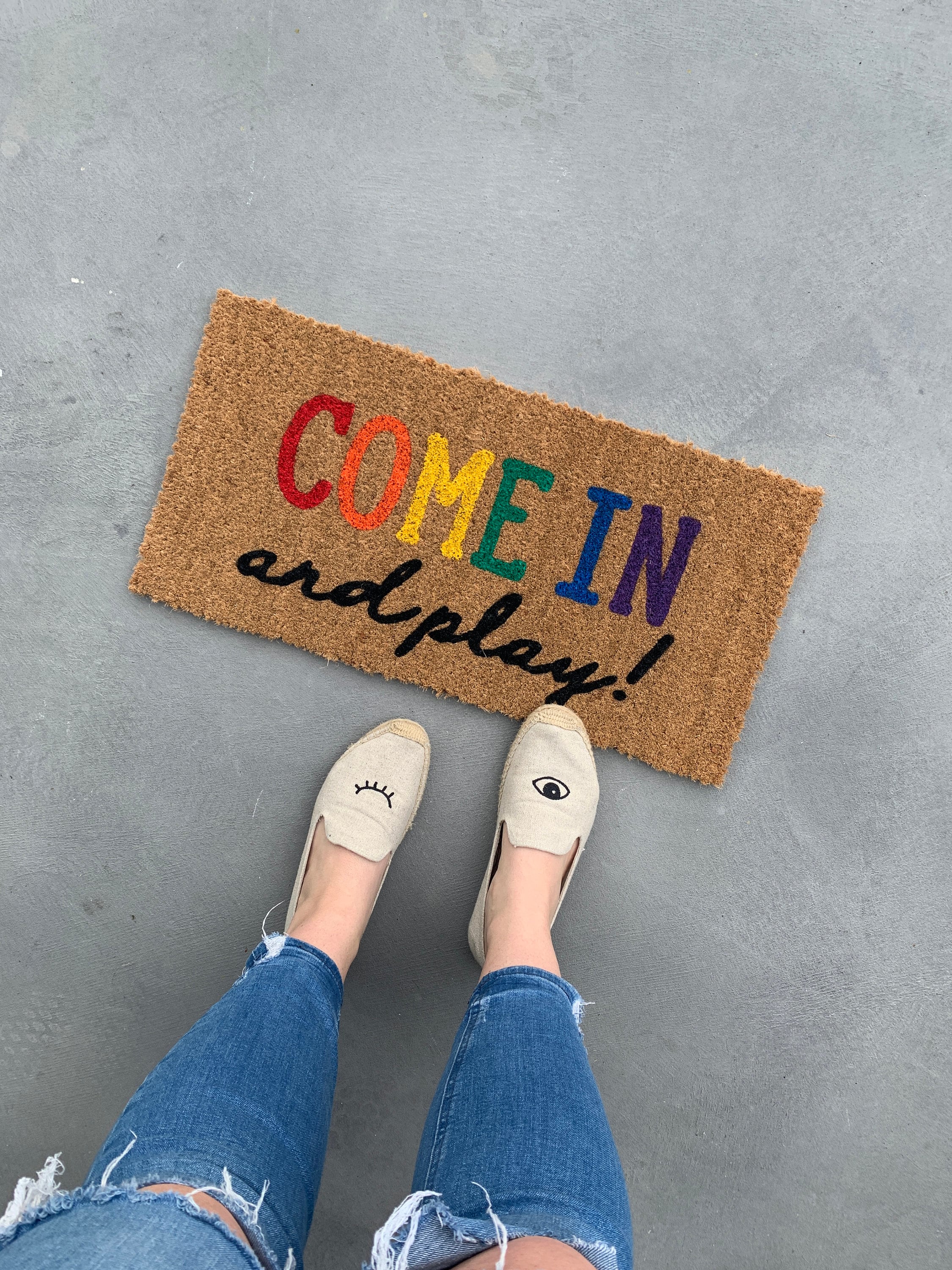 Mini Playhouse Doormat / Rainbow Doormat / Small Doormat / Etsy