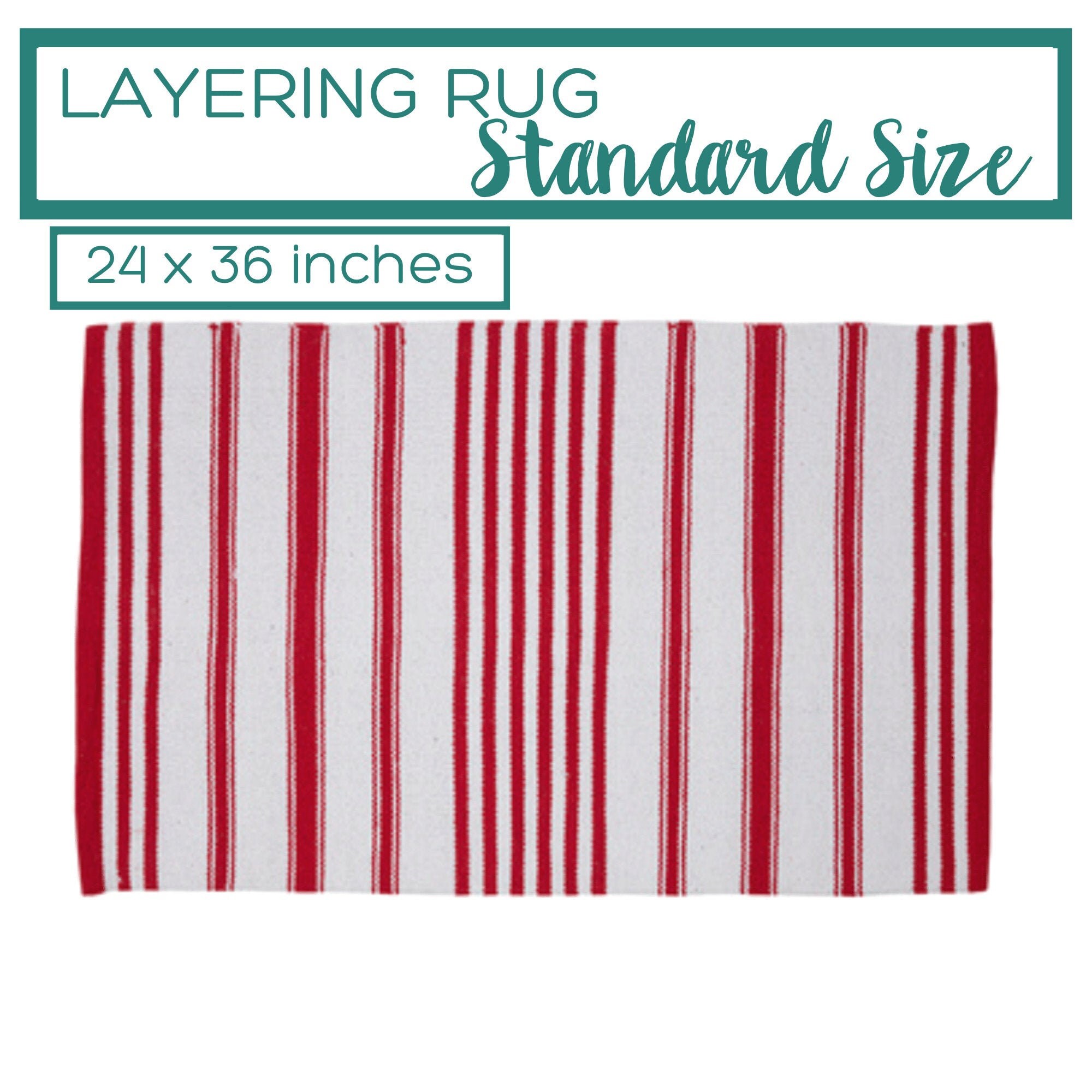 Red and White Striped Rug / Doormat Layering Rug / Small Etsy