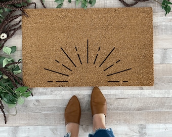 Boho Doormat, apartment welcome mat, Modern Doormat, Modern Decor, Starburst Decor, Sun Welcome Mat, Summer Doormat, Boho Decor