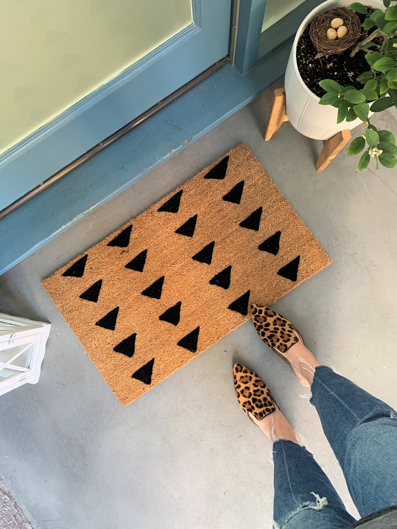Mudcloth Triangle Door Mat /pattern Doormat / Abstract Shapes Etsy
