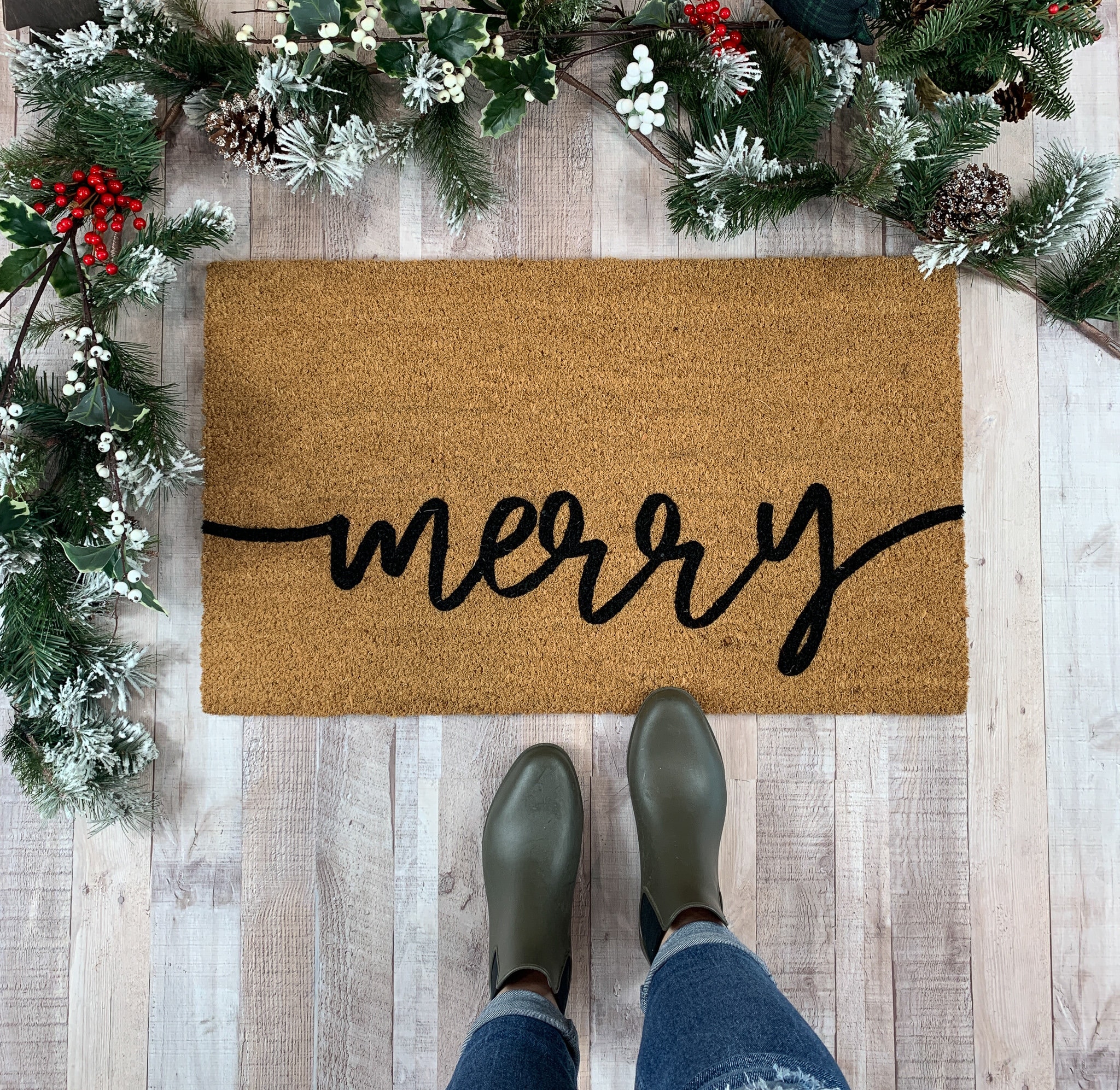 Merry Christmas Doormat / Winter Doormat / Front Door Mat / Etsy