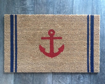 Custom Anchor welcome mat / Last Name Doormat / Nautical Doormat / Custom Doormat / Housewarming Doormat / Beach Decor / Doormat / Coir Rug