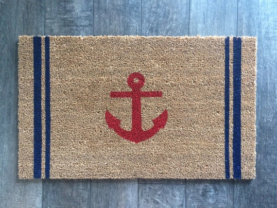 Custom Anchor Welcome Mat Last Name Doormat Nautical Etsy