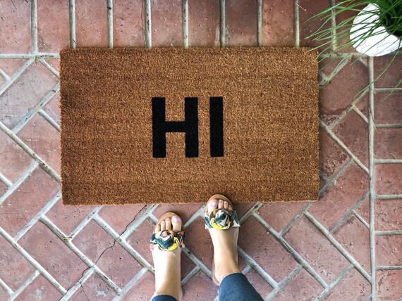 Hi Doormat Welcome Mat Custom Welcome Mat Housewarming Etsy