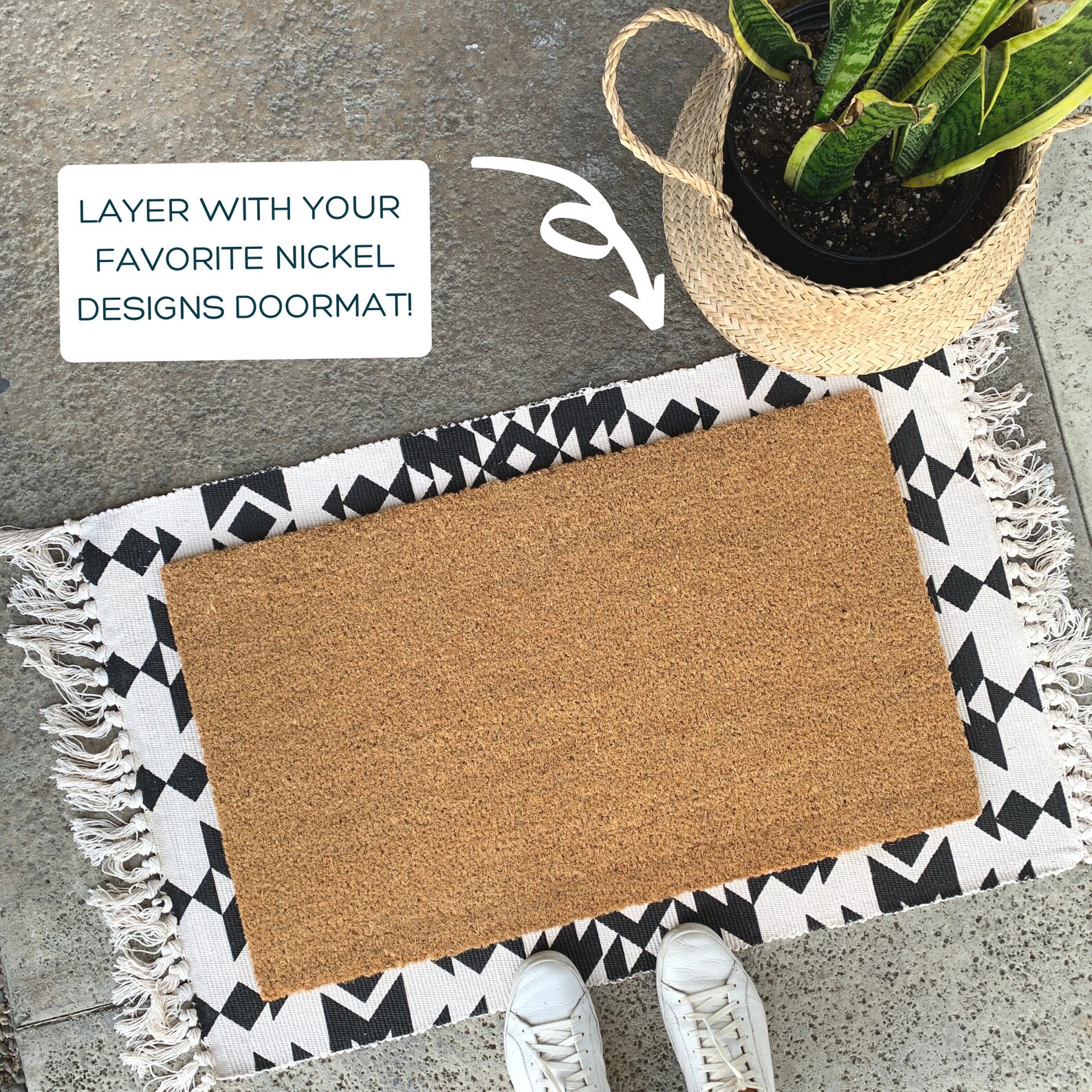 Doormat Layering Rug Black and White Pattern Rug Small Etsy