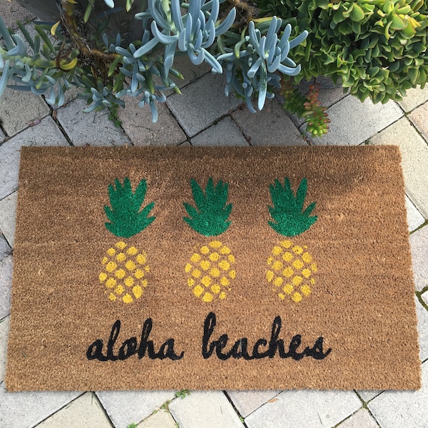 Pineapple Doormat, Funny Doormat, Beach Doormat Outdoor, Cute Doormat, Aloha Beaches Door Mat, Summer Welcome Mat, Summer Front Porch Decor