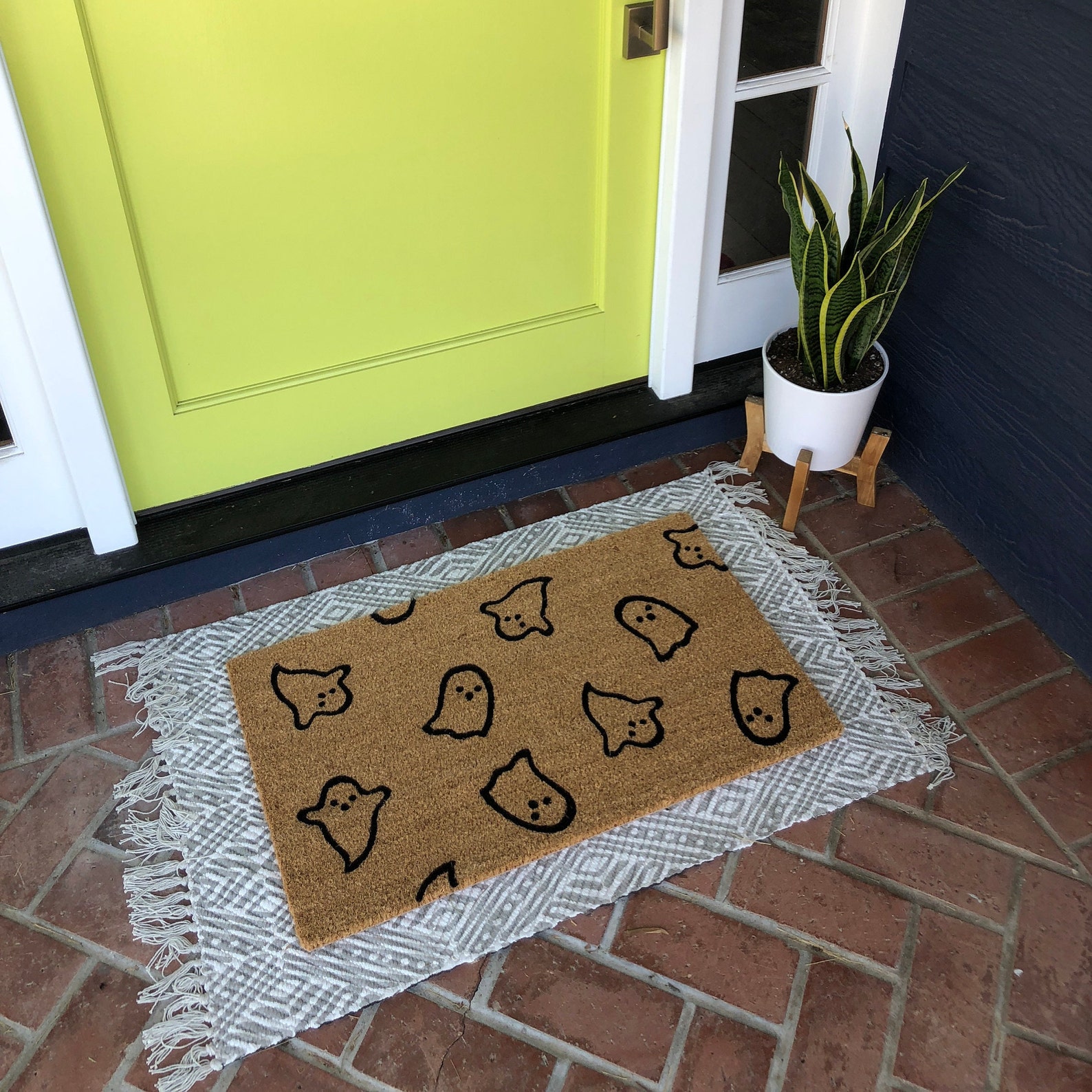 Halloween Doormat Ghost Doormat Ghost Decor Halloween Decor Etsy