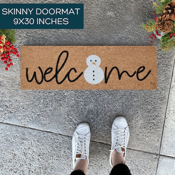 Skinny Doormat, Christmas doormat, Small Doormat, Snowman Doormat, Small Welcome Mat, Playhouse Doormat Narrow, Doormat for small porch