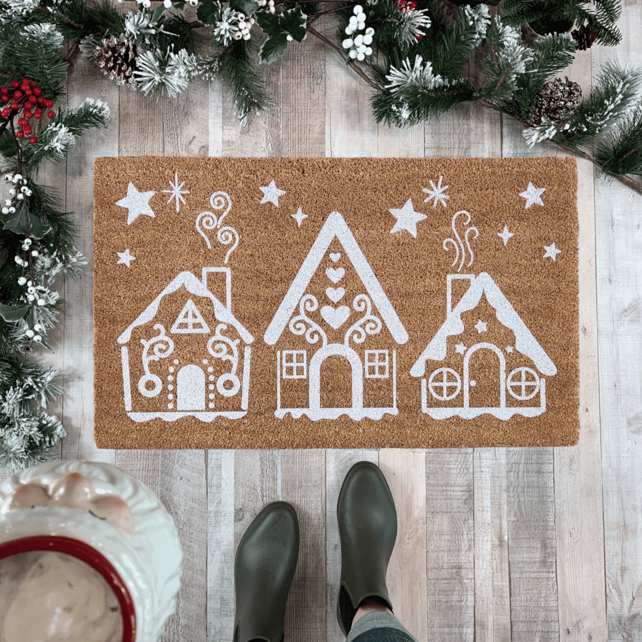 30x18 Gingerbread House Christmas Novelty Coir Outdoor Mat Brown -  Wondershop™