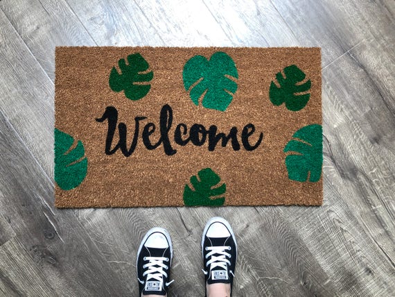 Monstera Plant Doormat Custom Doormat Personalized Doormat Etsy
