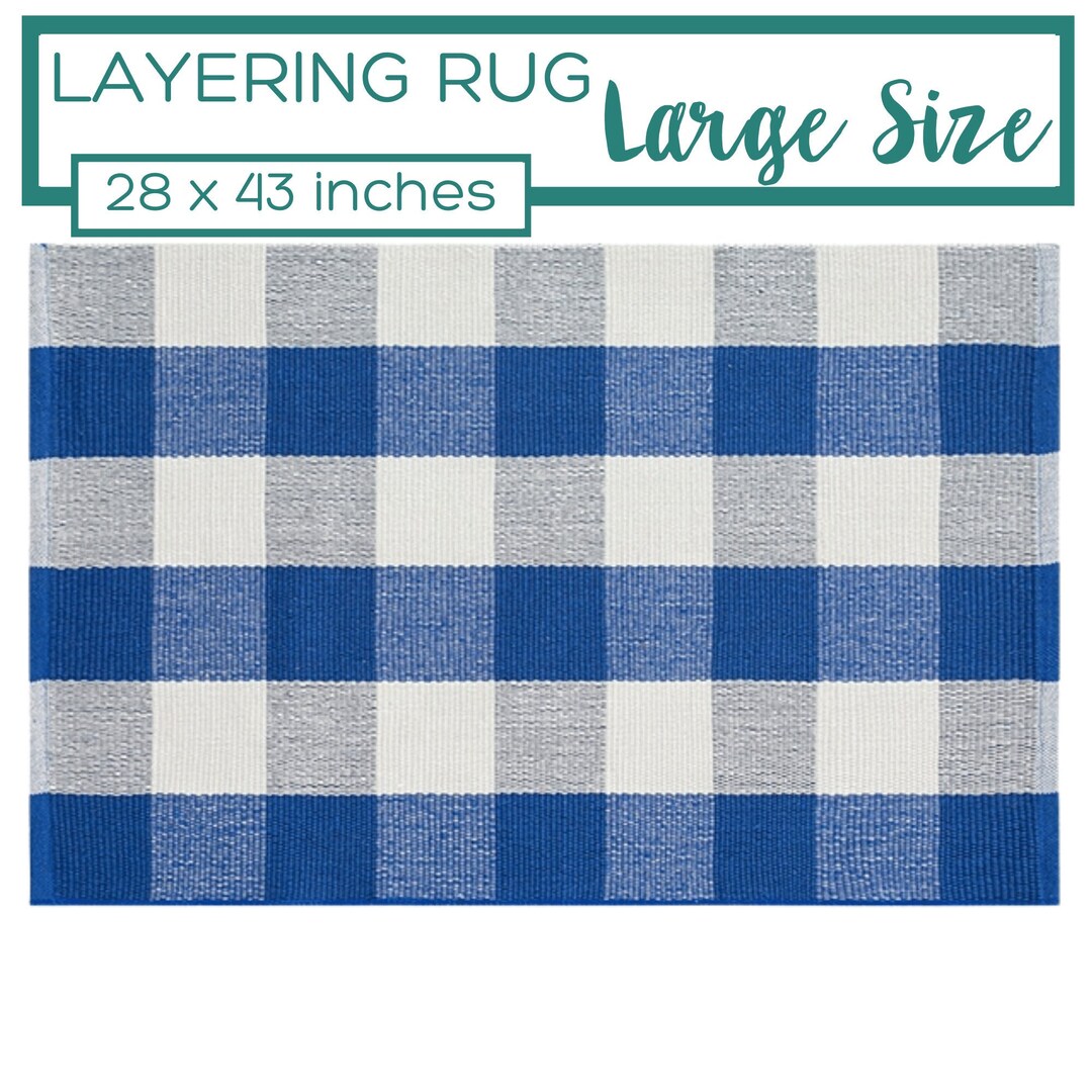 Doormat Layering Rug, Blue and White Rug, Buffalo Plaid Rug, Accent Rug