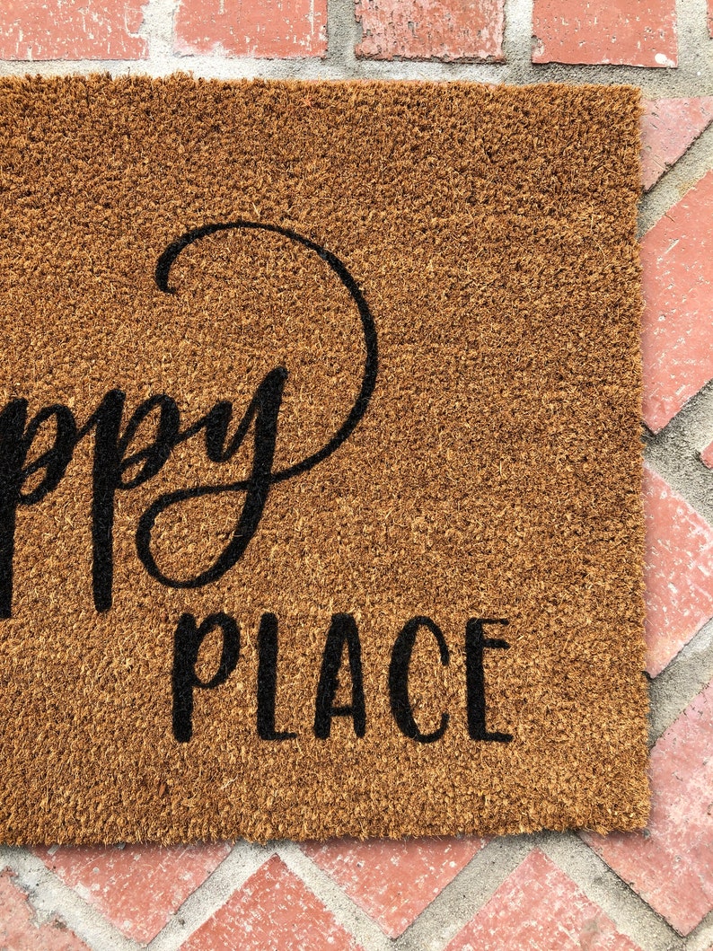Our Happy Place Doormat / Farmhouse Doormat / Custom Etsy