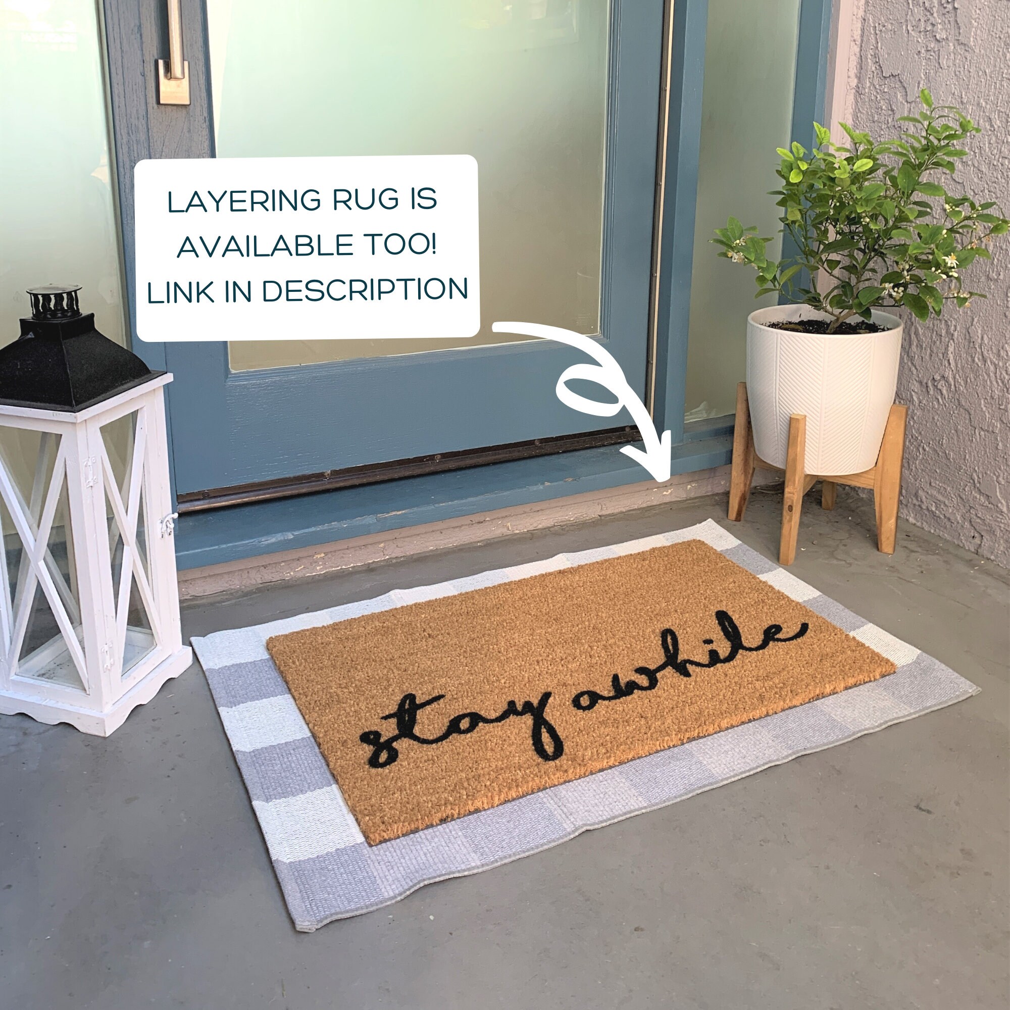 Stay awhile Doormat / Unique Doormat / Custom Doormat / Front Etsy