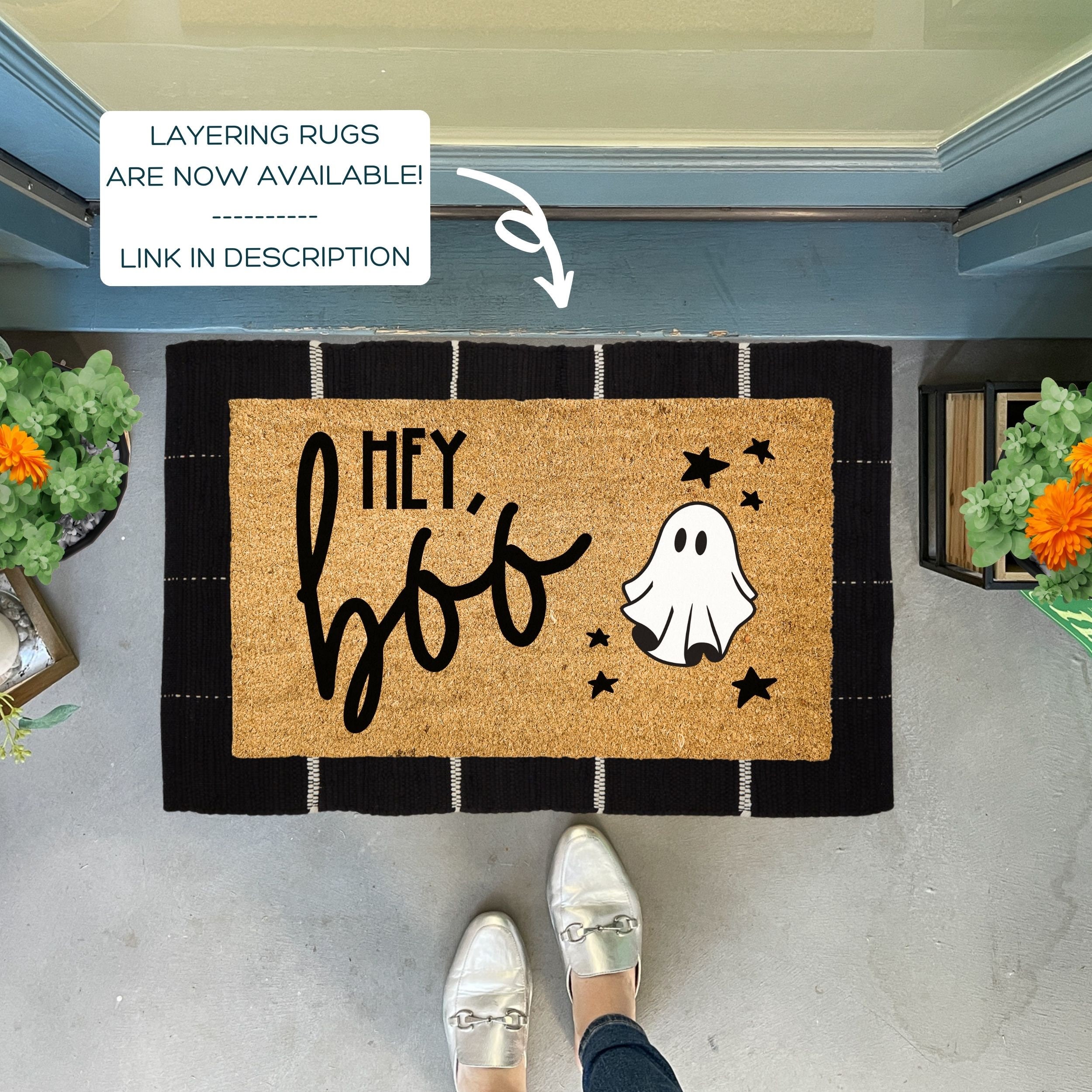 Hey Boo Doormat Halloween, Ghost Doormat Large, Outdoor Halloween Decor ...