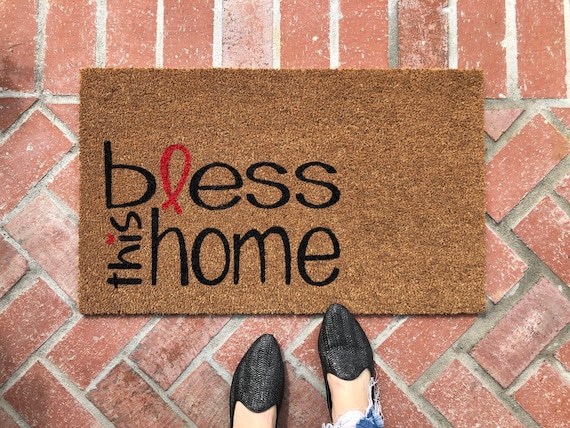Bless This Home Doormat Christian Decor Custom Welcome Mat Etsy