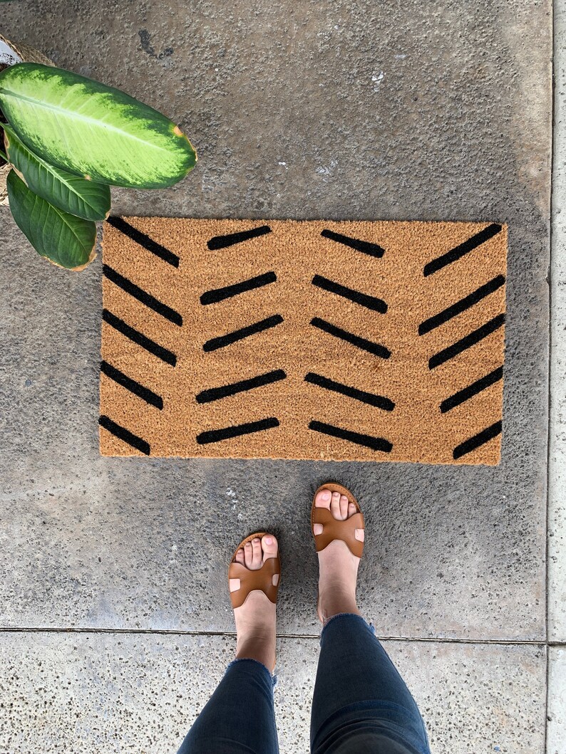 Modern Stripe Door Mat / Custom Doormat / Housewarming Doormat Etsy