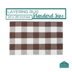 Doormat Layering Rug, Buffalo Check Entry Rug, Buffalo Plaid Accent Rug, Brown and White Area Rug, Nickel Designs, Scatter Rug Washable
