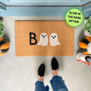 Halloween Doormat, Ghost Doormat, Ghost Decor for porch, Halloween Decor, Boo Doormat. Halloween Decorations, Glow in the Dark, Cute Doormat