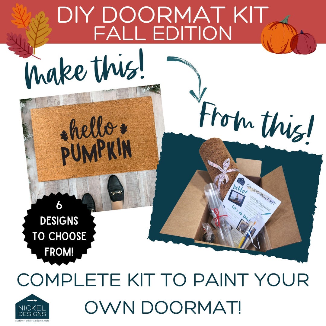 Hello Fall Craft Kit Fall DIY Doormat Kit, Reusable Stencil for Painting, DIY Kit Adults ...