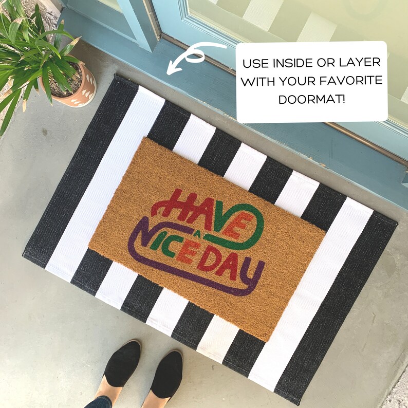 Oversized Entry Rug / Doormat Layering Rug / Striped Rug / Etsy