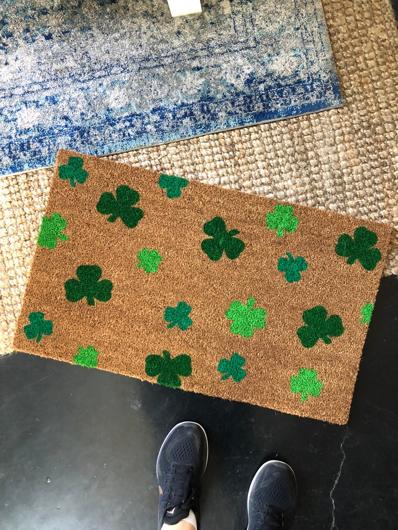 Shamrock Doormat, Outdoor Doormat, St. Patricks Day Doormat, Spring Doormat, Four Leaf Clover, Irish Decor, Front Porch Decor, Spring Porch image 5