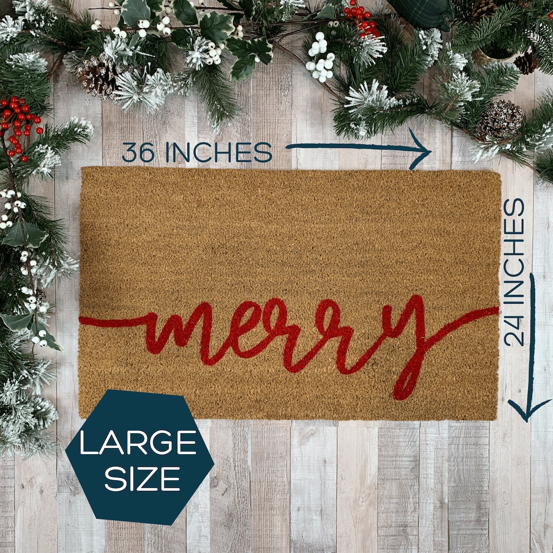 Large Christmas Doormat, Merry Doormat, Winter Doormat, Double Front