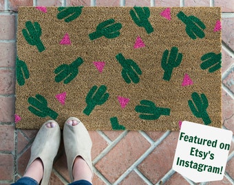 Cactus Plant Doormat, Cactus Decor for porch, Succulent Gift, Custom Doormat, Front Door Mat,  Modern Doormat Summer, Colorful Welcome Mat