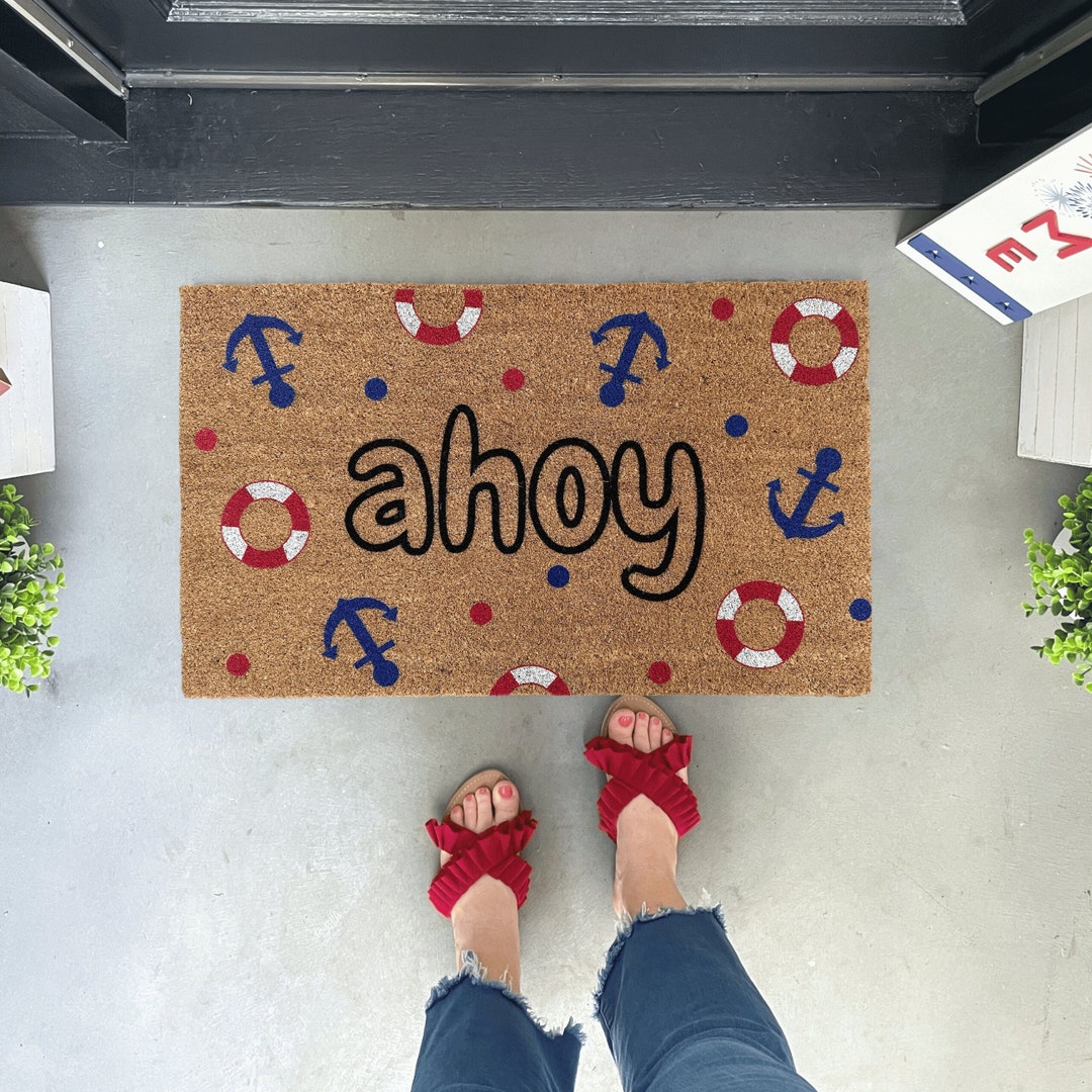 Anchor Doormat Nautical Doormat Beach House Decor Front Etsy