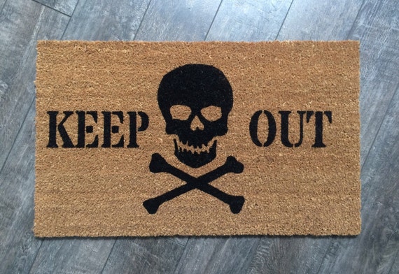 Keep Out Doormat Skull Welcome Mat Halloween Door Mat Funny Welcome Mat Wedding Gift Housewarming Gift Gift For Guy Men S Rug