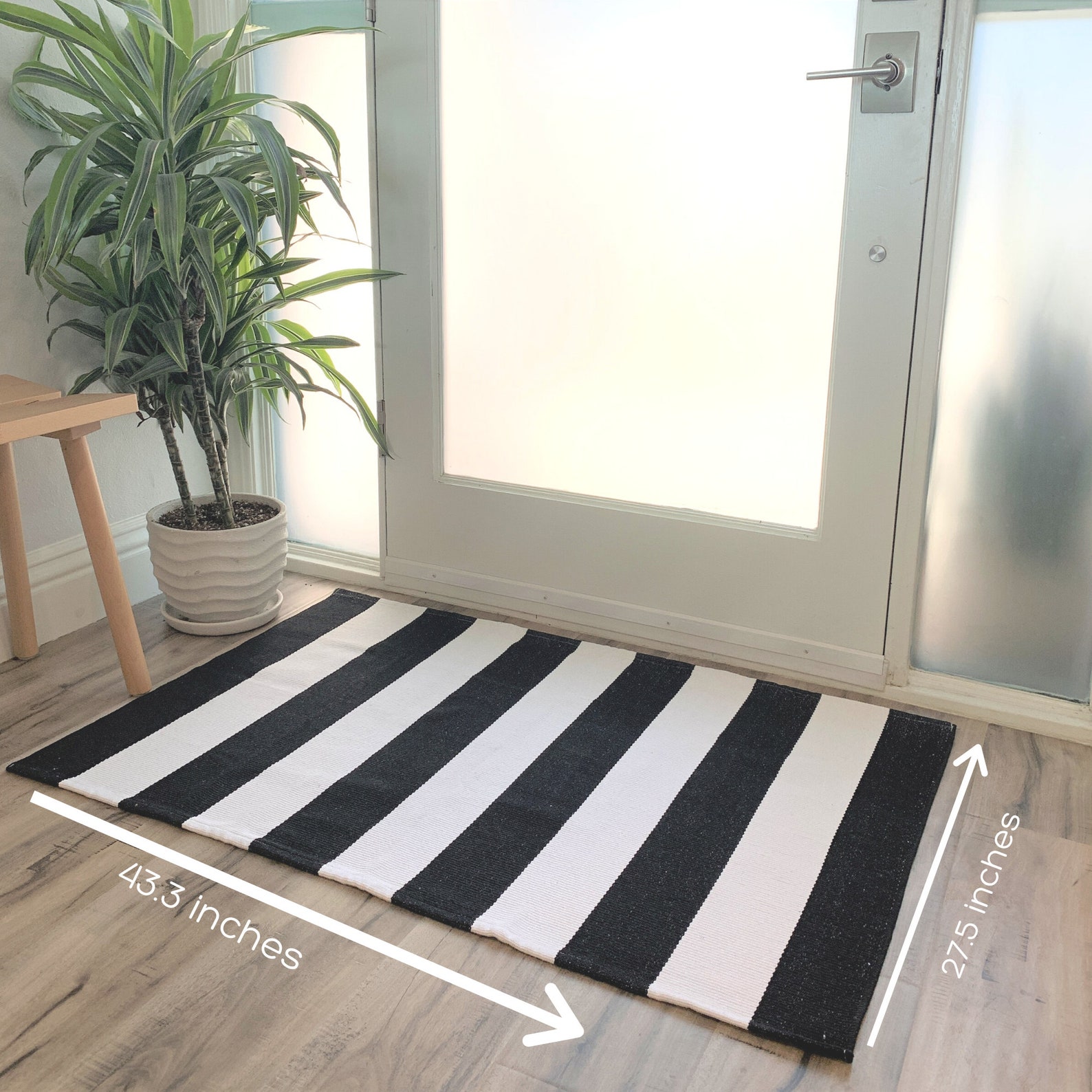 Oversized Entry Rug / Doormat Layering Rug / Striped Rug / Etsy