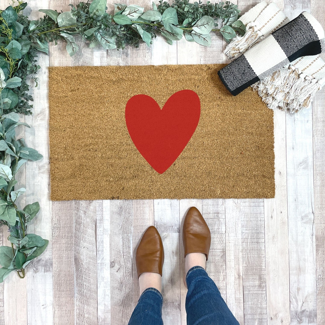 Heart Doormat, Cute Outdoor Welcome Mat, Modern Farmhouse Porch Decor ...
