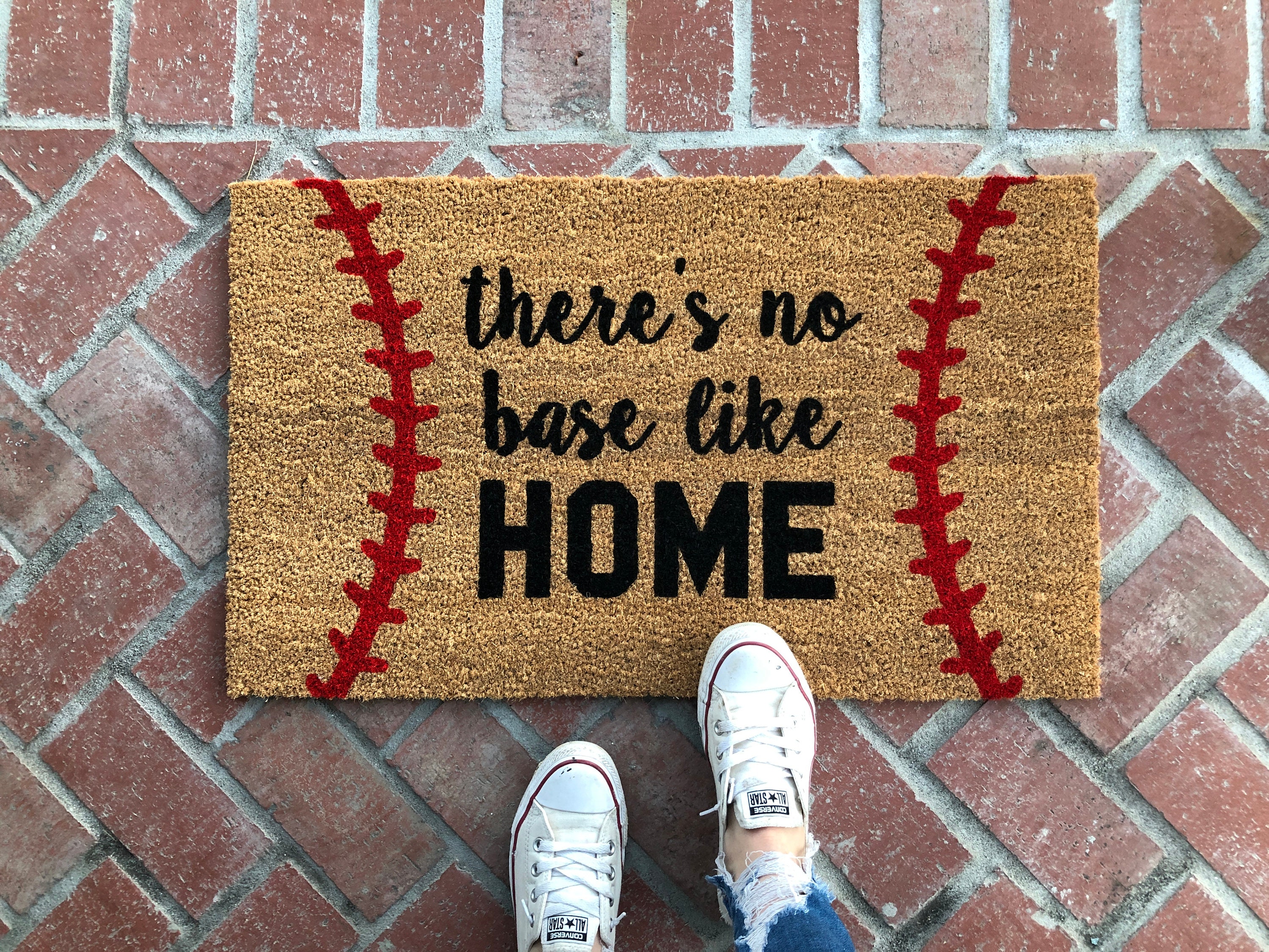 Baseball There's no Base Like Home Door Floor Bar Entry Mat 18" x 30" Gift 