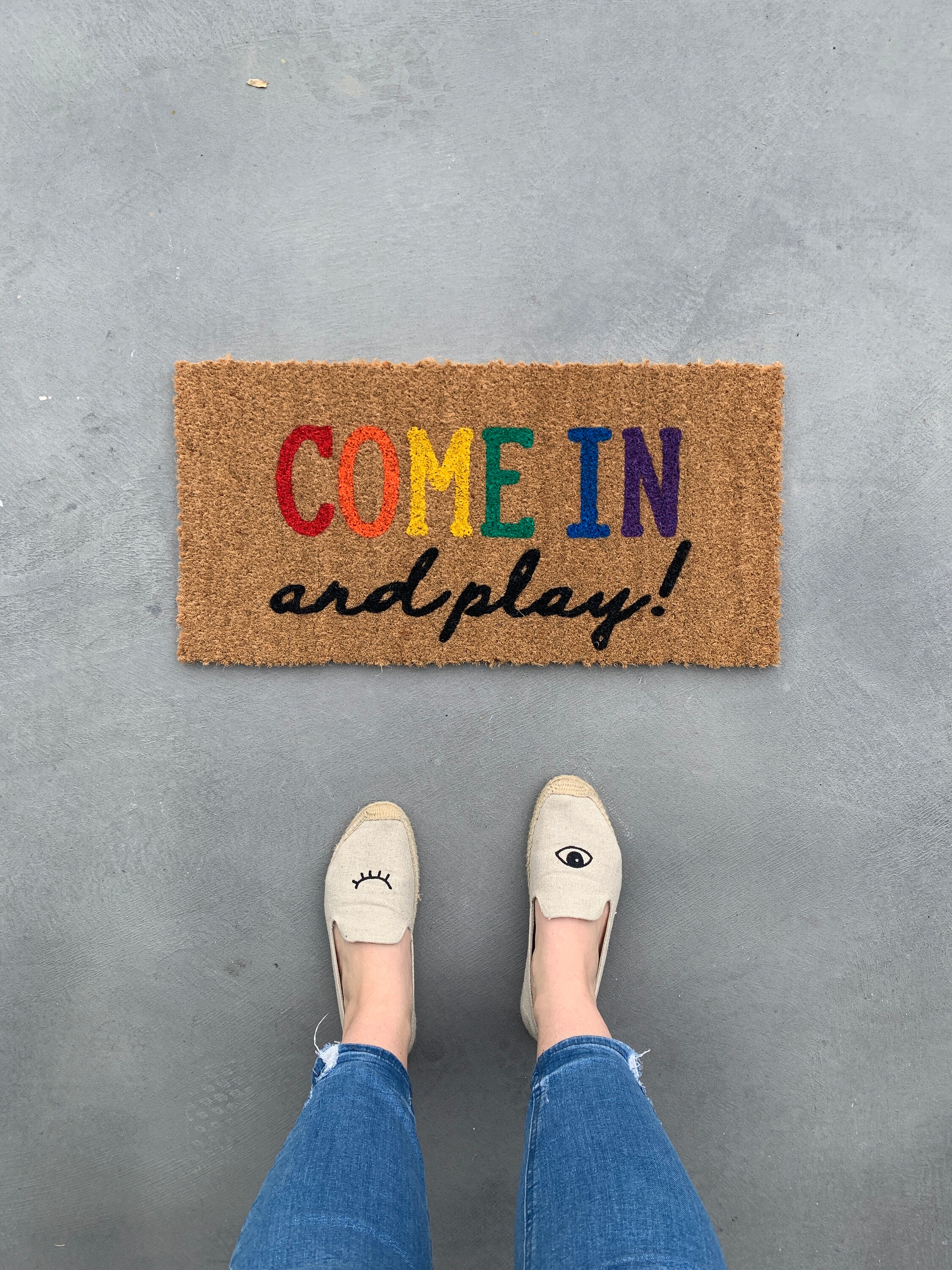 Mini Playhouse Doormat / Rainbow Doormat / Small Doormat / Etsy