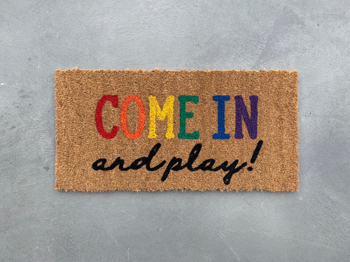 Mini Playhouse Doormat / Rainbow Doormat / Small Doormat / Etsy