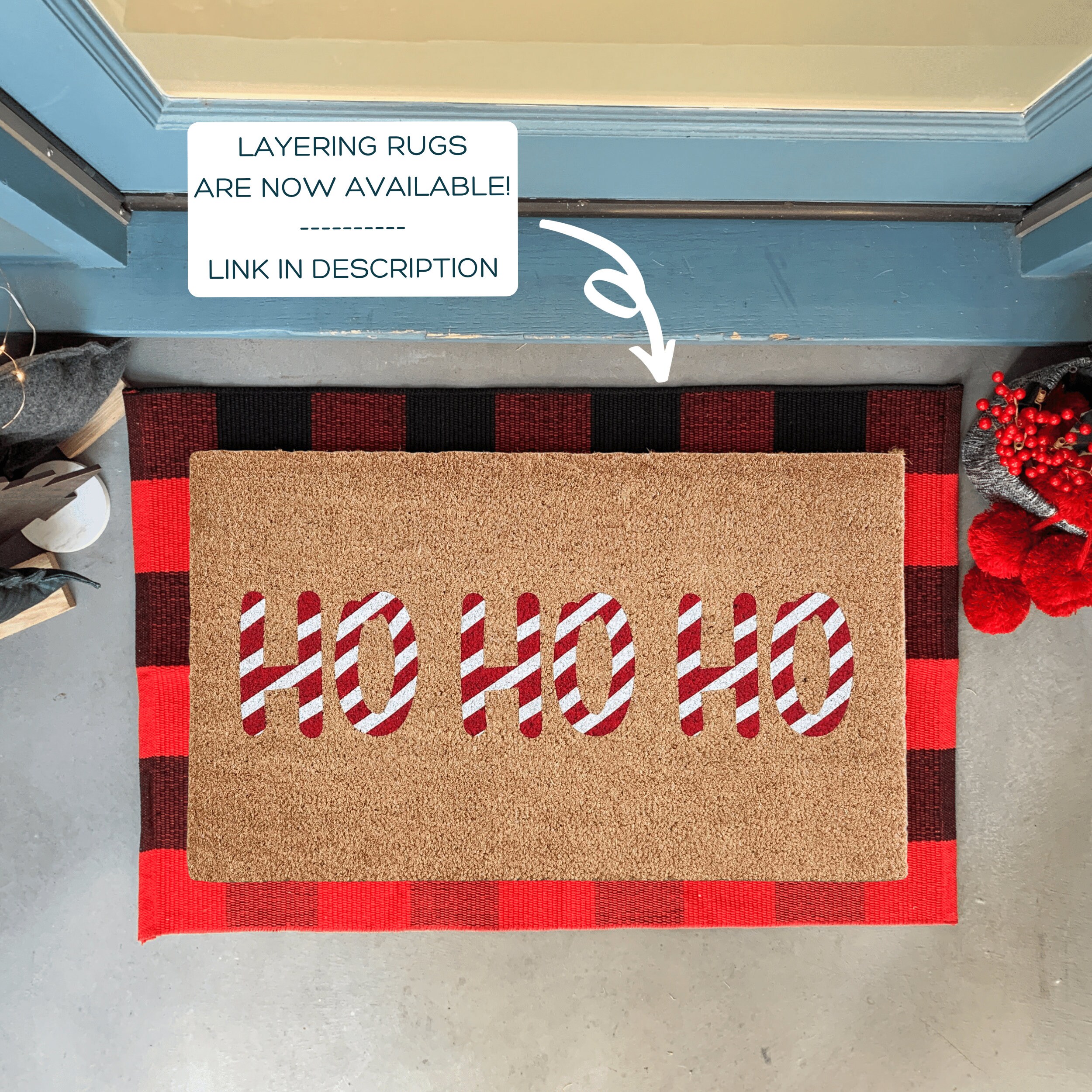 1pc Winter Candy Background Decorative Door Mat, Indoor/Outdoor Entrance Mat,  Interesting Welcome Mat, Suitable For Entrance Indoor Hall Carpet,  Personalized And Interesting Home Decoration!